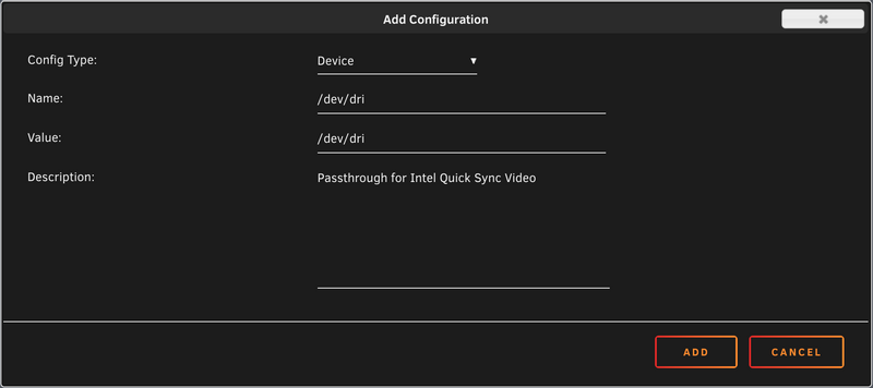 Plex Container Device Configuration